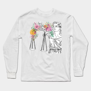 Floral Lady Justice Lawyer Gift Long Sleeve T-Shirt